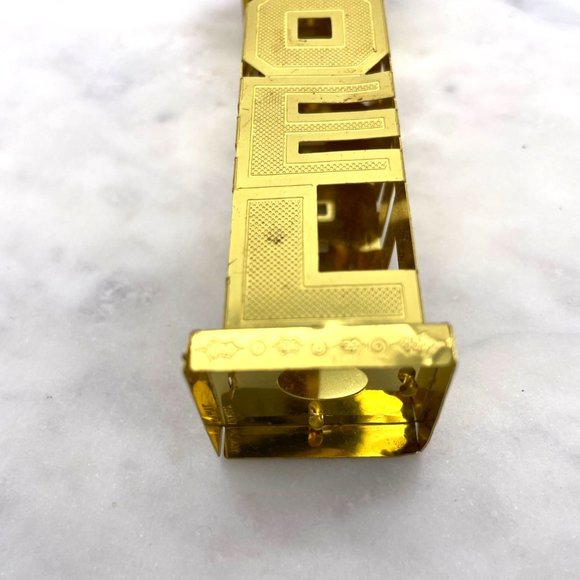 1980s Kitsch Ornament "Noel" Gold Tone Metal 3-Dimensional Christmas - Picture 3 of 12